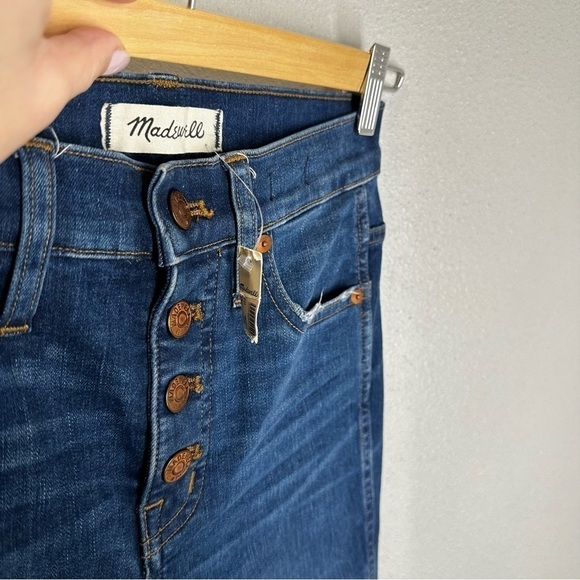Madewell 10” High Rise Skinny Jeans Button Front Medium Hanna Wash Size 23 Tall - Picture 9 of 15